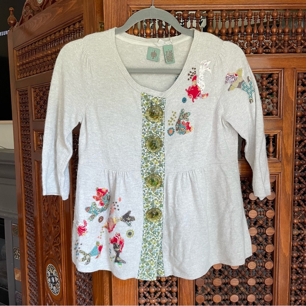 Anthropologie HWR Soft Floral Cardigan Sweater